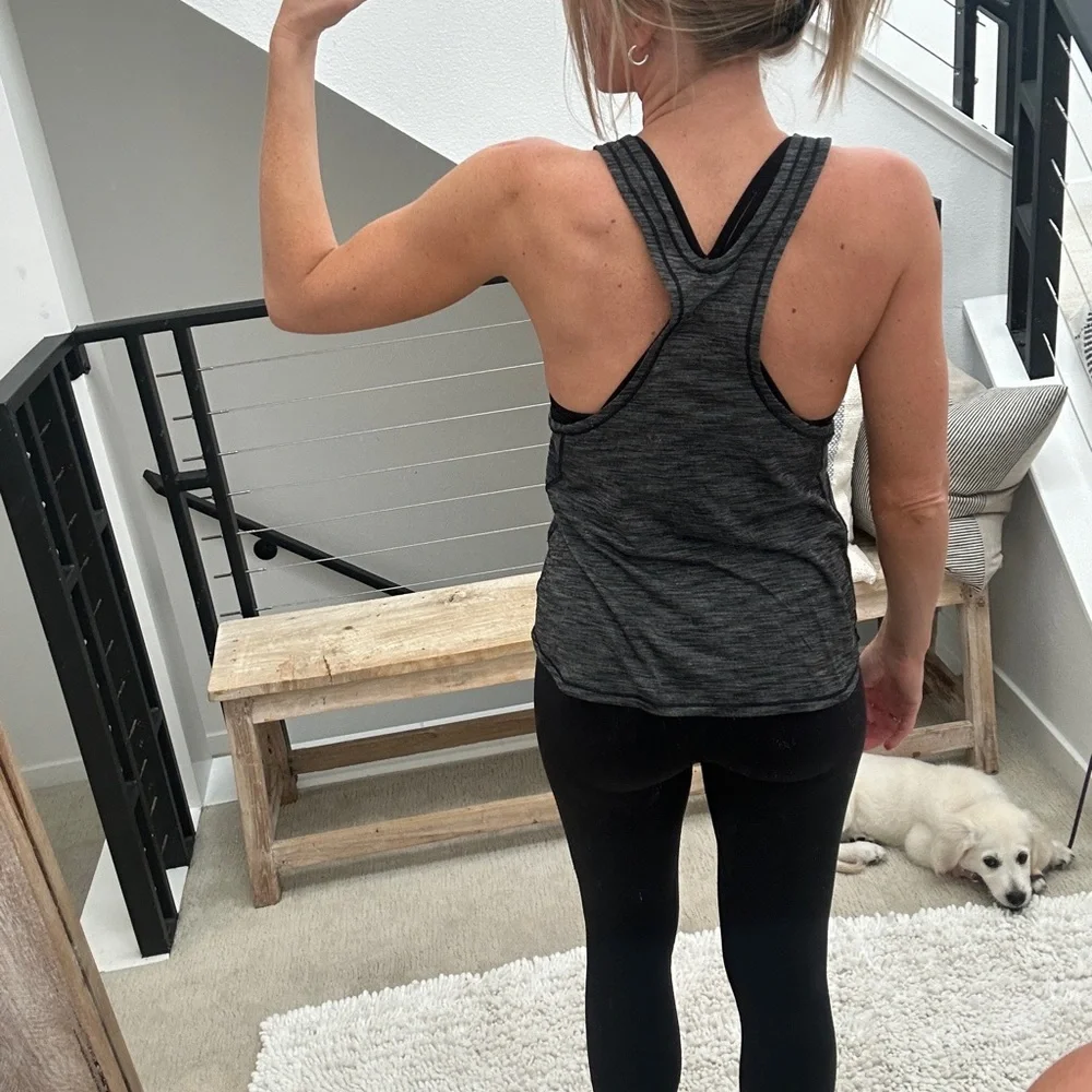 Lululemon Essential Charcoal Gray Racerback Active Tank Top Stylish Yoga Size 6 - Picture 7 of 12